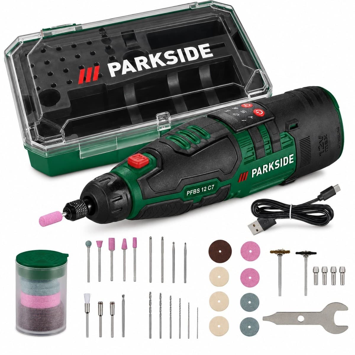 Parkside 12V Cordless Rotary Tool Set
